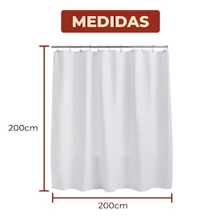 Foto 6 | Cortina de Baño con Tejido de Gofre 200 X 200 cm Blanco + Ganchos Acero Inoxidable