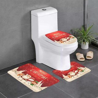 Foto 5 | Juego De Baño Navideñas Cortina De Ducha Impermeable Fundas Rojo Merry Chistmas