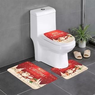 Foto 5 | Juego De Baño Navideñas Cortina De Ducha Impermeable Fundas Rojo Merry Chistmas