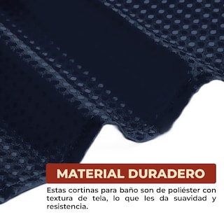 Foto 6 | Cortina De Baño Con Tejido De Gofre 180 X 180 Cm Color Azul + Ganchos Acero Inoxidable