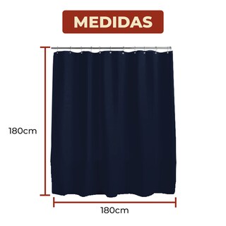 Foto 8 | Cortina De Baño Con Tejido De Gofre 180 X 180 Cm Color Azul + Ganchos Acero Inoxidable