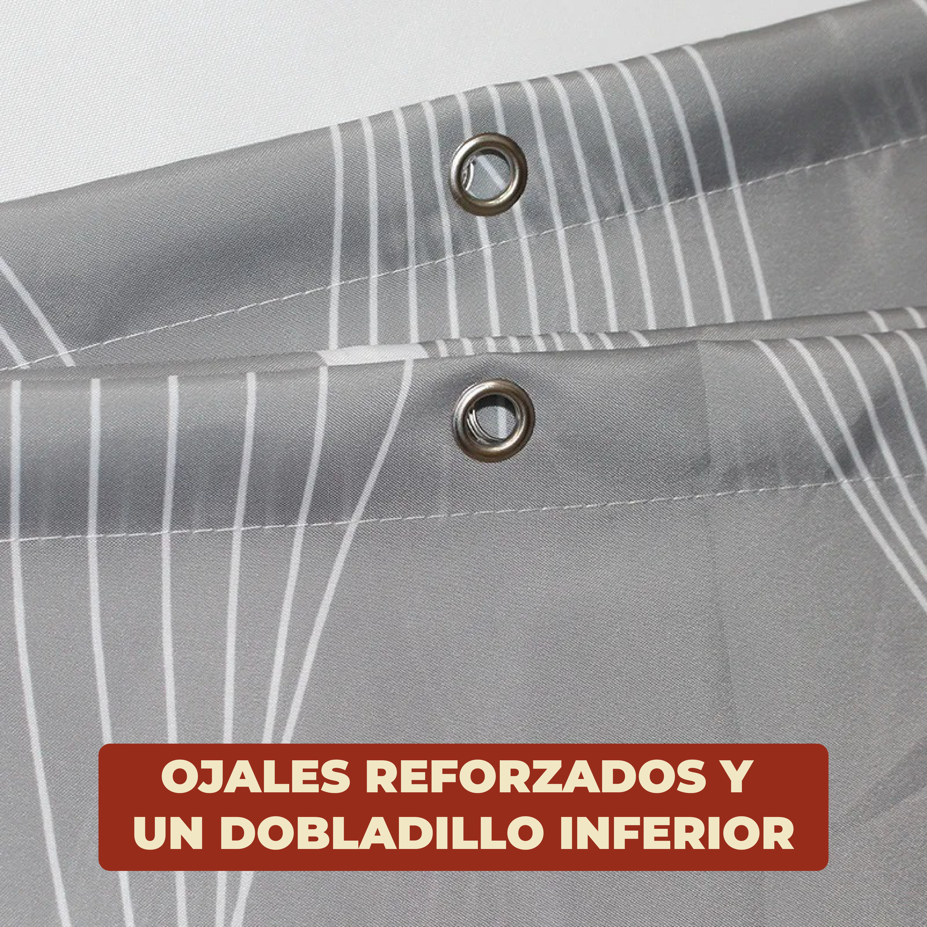 Foto 5 | Cortina De Baño 220 X 200 Cm + Ganchos Con Diseño Rayas