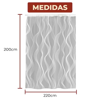 Foto 7 | Cortina De Baño 220 X 200 Cm + Ganchos Con Diseño Rayas