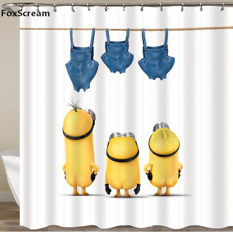 Foto 5 pulgar | Cortina De Ducha Foxscream Mischievous Minions, Color Amarillo - Venta Internacional.