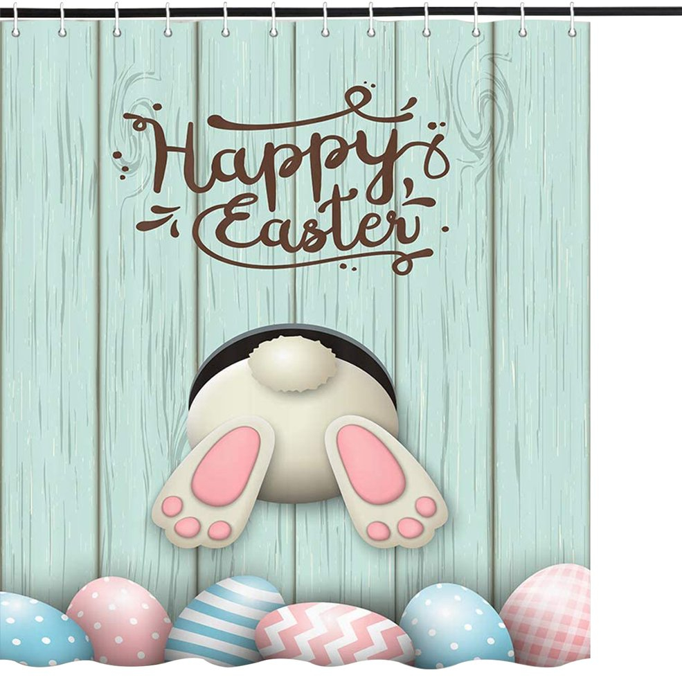 Foto 5 | Cortina De Ducha De Pascua Divertida, Tela Mala, Con Forma De Conejo, Impermeable - Venta Internacional.