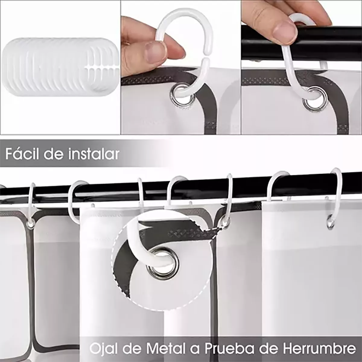 Foto 5 pulgar | Cortina Para Baño De Peva 180 X 180
