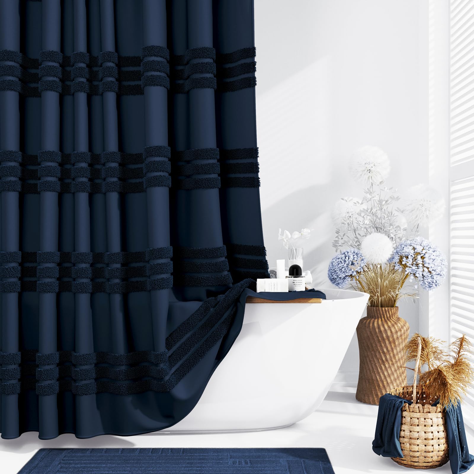 Foto 1 | Cortina De Ducha Dynamene Stall, Tela, 140 X 200 Cm, Color Azul Marino - Venta Internacional.