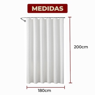 Foto 6 | Cortina De Baño De Poliéster Premium 180 X 180 Cm Color Blanco + Ganchos Acero Inoxidable