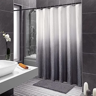 Foto 2 | Cortina De Baño De Poliéster Premium 180 X 180 Cm Color Gris + Ganchos Acero Inoxidable