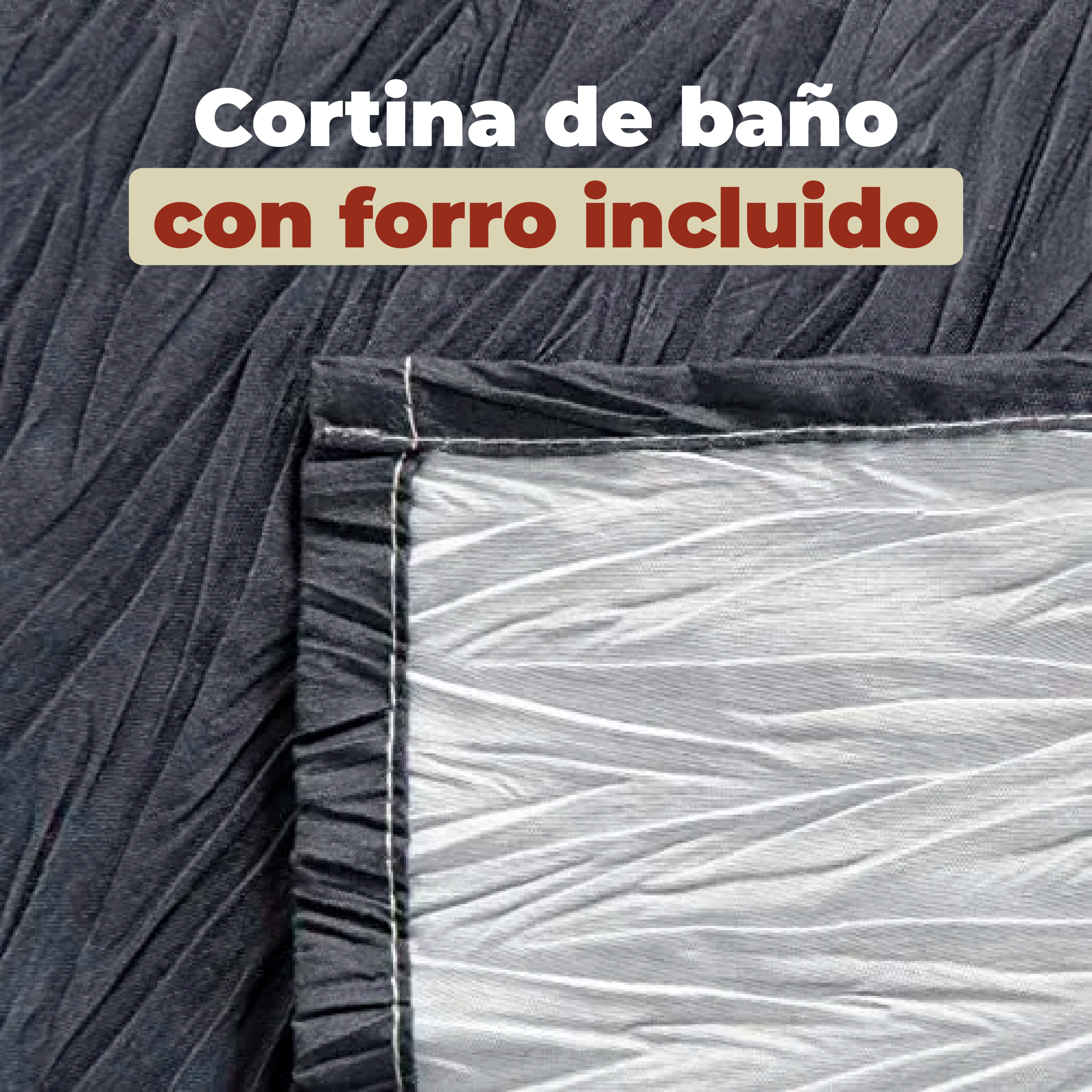 Foto 5 pulgar | Cortina De Baño De Poliéster Premium 180 X 180 Cm Color Gris + Ganchos Acero Inoxidable