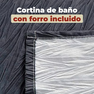 Foto 4 | Cortina De Baño De Poliéster Premium 180 X 180 Cm Color Gris + Ganchos Acero Inoxidable