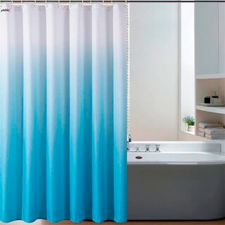 Foto 1 | Cortina De Baño De Poliéster Premium 183 X 213 Cm Color Celeste + Ganchos Acero Inoxidable