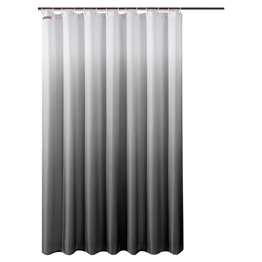 Cortina De Baño De Poliéster Premium 183 X 213 Cm Color Gris + Ganchos Acero Inoxidable