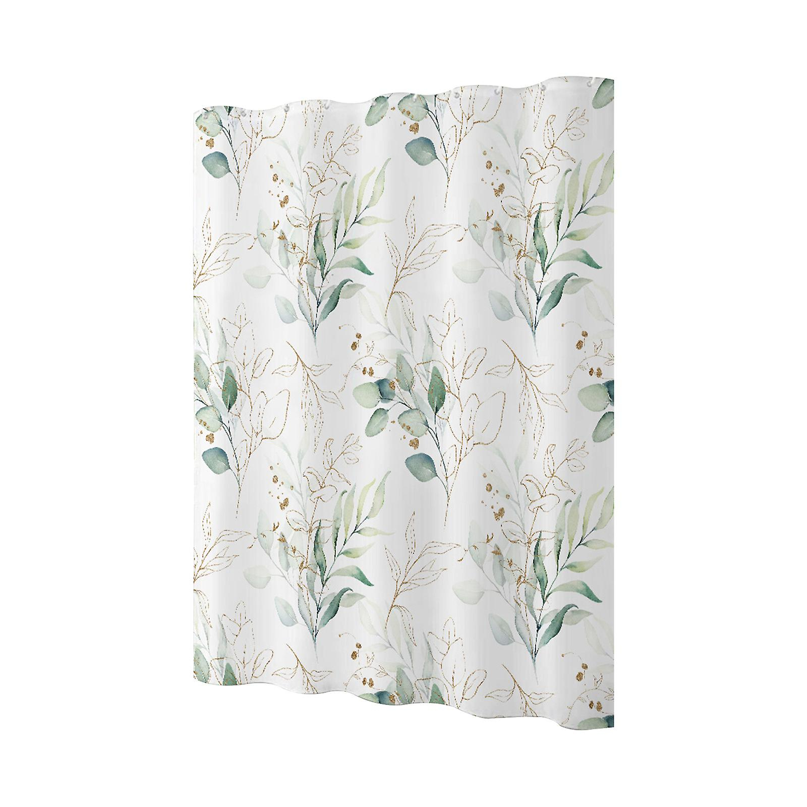 Foto 1 | Cortina De Ducha Huoguo Impermeable De Poliéster Con Hojas Tropicales - Venta Internacional.