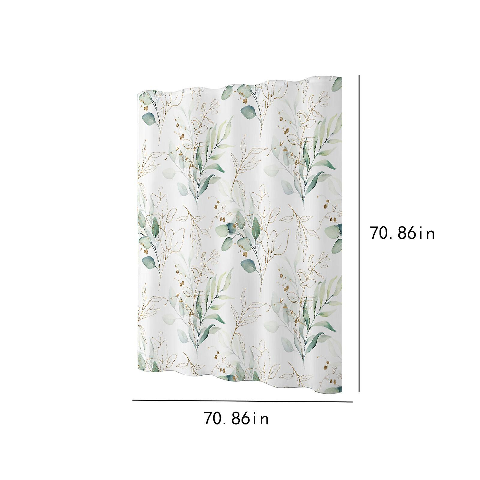 Foto 2 | Cortina De Ducha Huoguo Impermeable De Poliéster Con Hojas Tropicales - Venta Internacional.