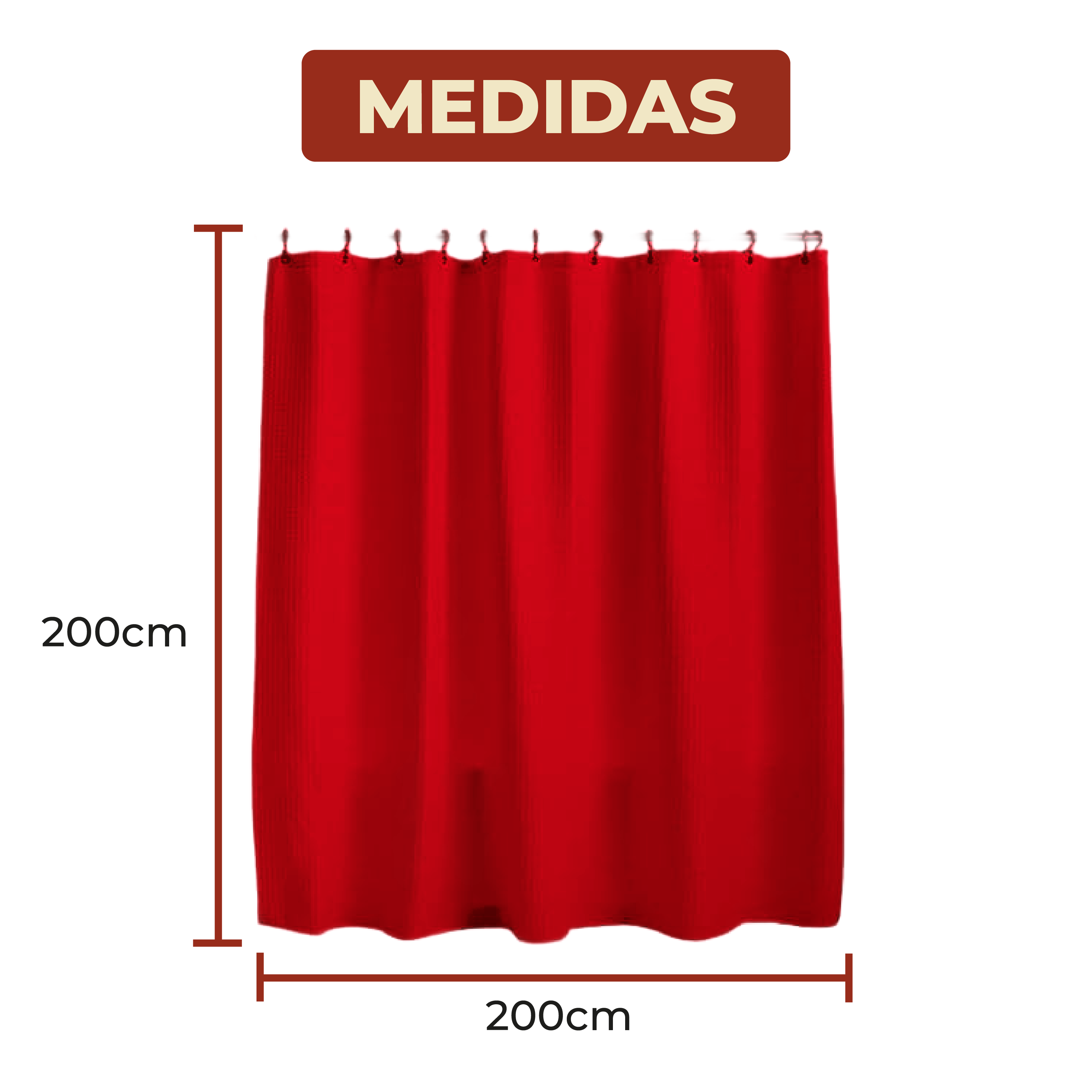Foto 8 pulgar | Cortina De Baño Con Tejido De Gofre 200 X 200 Cm Color Vino + Ganchos Acero Inoxidable