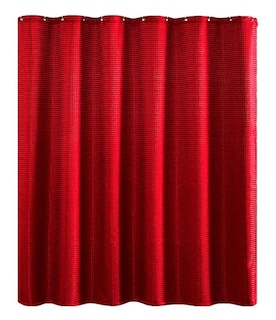 Foto 1 | Cortina De Baño Con Tejido De Gofre 180 X 180 Cm Color Vino + Ganchos Acero Inoxidable