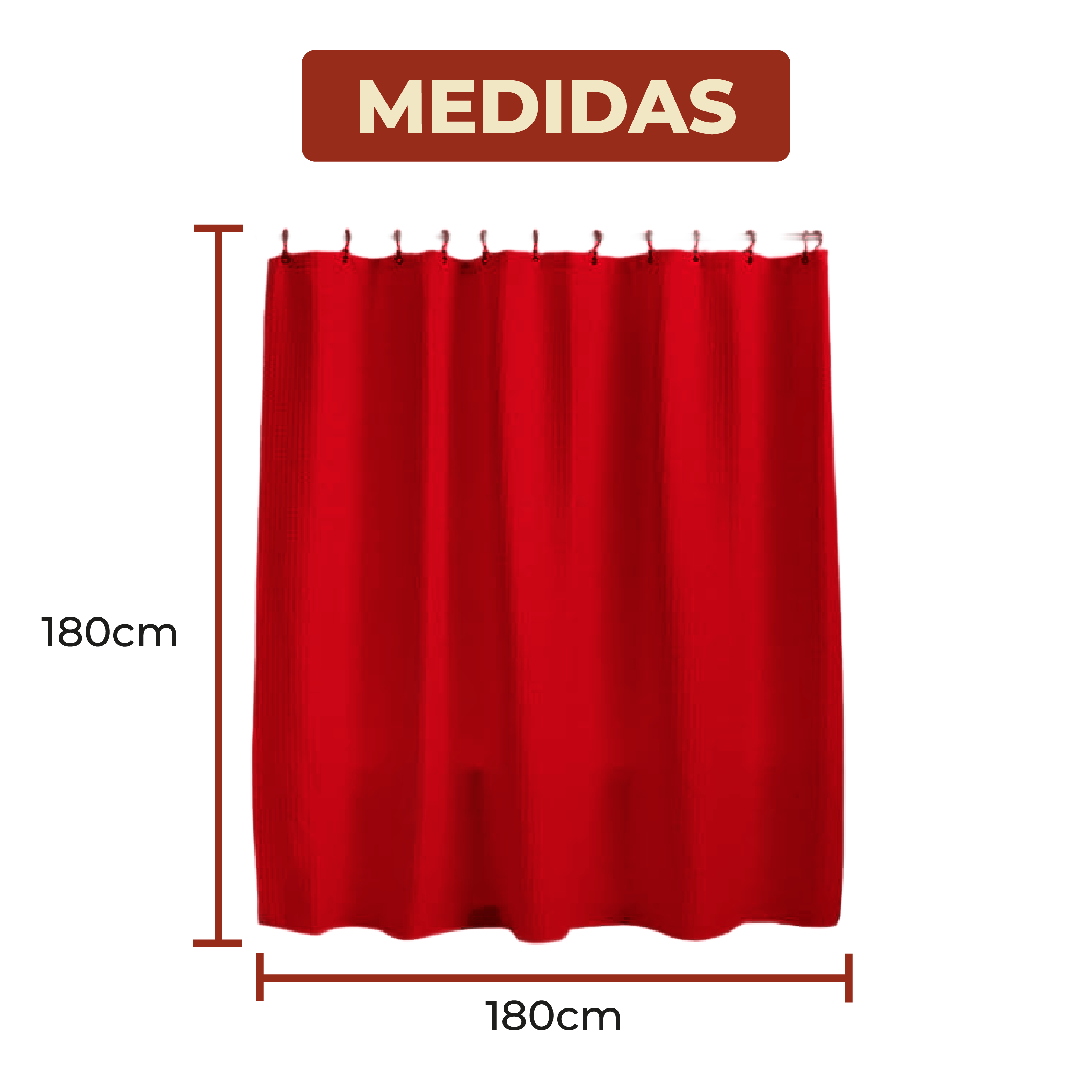 Foto 7 pulgar | Cortina De Baño Con Tejido De Gofre 180 X 180 Cm Color Vino + Ganchos Acero Inoxidable
