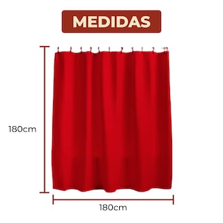Foto 6 | Cortina De Baño Con Tejido De Gofre 180 X 180 Cm Color Vino + Ganchos Acero Inoxidable