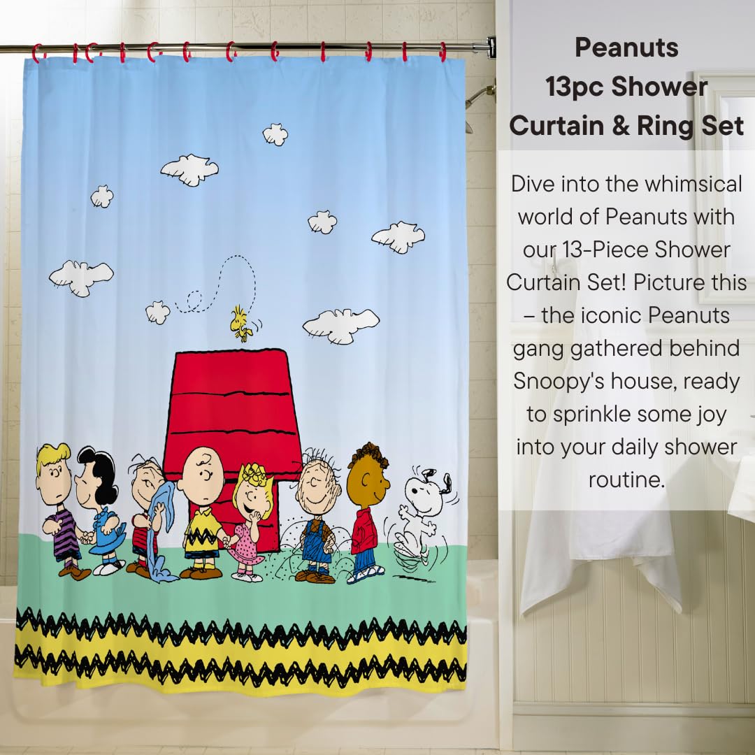 Foto 3 pulgar | Juego De Cortinas De Ducha Franco Peanuts De 13 Piezas Con Anillas - Venta Internacional.