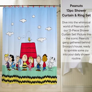 Foto 2 | Juego De Cortinas De Ducha Franco Peanuts De 13 Piezas Con Anillas - Venta Internacional.