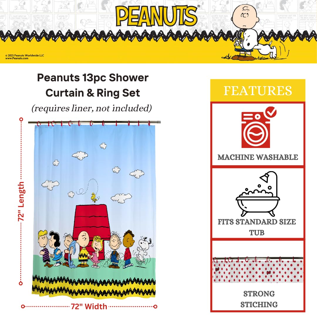 Foto 4 pulgar | Juego De Cortinas De Ducha Franco Peanuts De 13 Piezas Con Anillas - Venta Internacional.