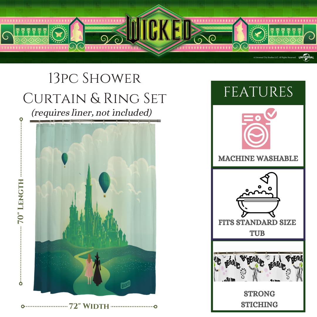 Foto 2 | Set De Cortinas De Baño Franco Collectibles Wicked Elphaba & Glinda - Venta Internacional.