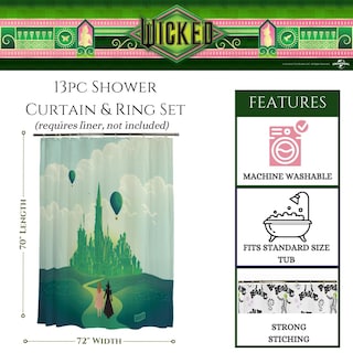 Foto 2 | Set De Cortinas De Baño Franco Collectibles Wicked Elphaba & Glinda - Venta Internacional.
