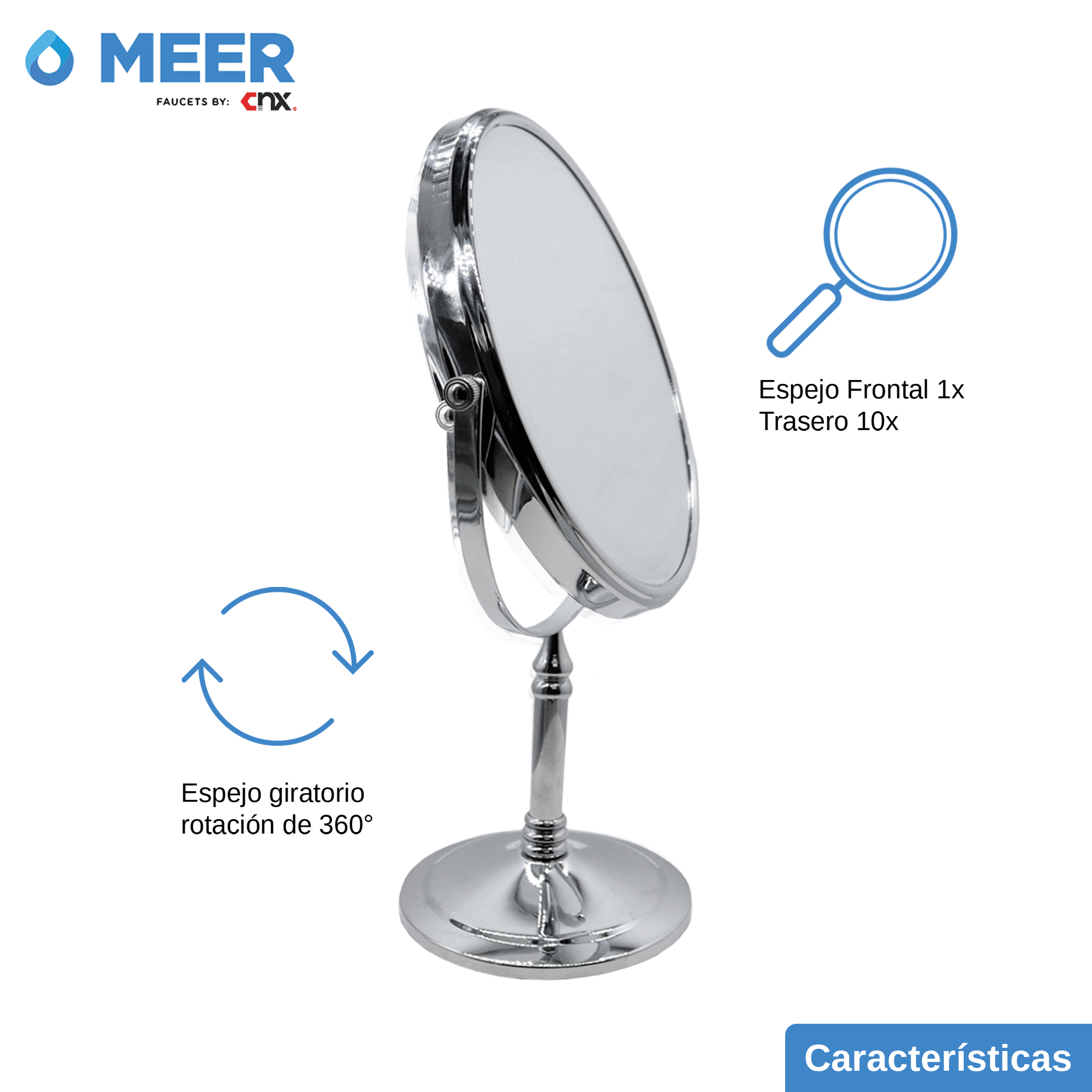 Foto 3 pulgar | Espejo de Mesa Meer Cnx Doble Cara