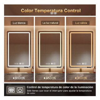 Foto 2 | Espejo Led Baño 50x70cm Touch 3 Modo Con Función Plata Belug