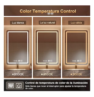 Foto 2 | Espejo Led Baño 50 X 70 Cm Touch 3 Modo Con Función Plata