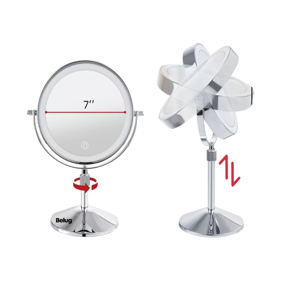 Foto 4 pulgar | Espejo De Maquillaje Led Retráctil Aumento Doble Cara Usb, Belug Plata