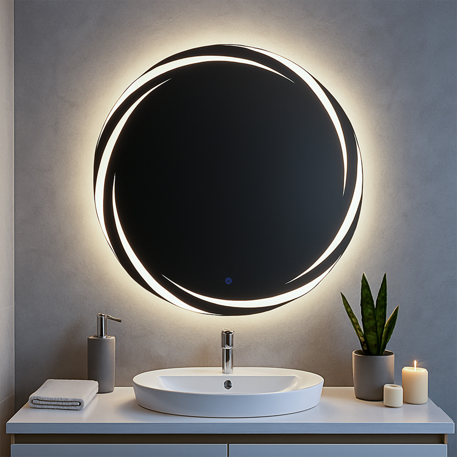 Foto 4 pulgar | Espejo De Pared Redondo Tulum Con Luz Led Decorativa Para Baño O Recámara