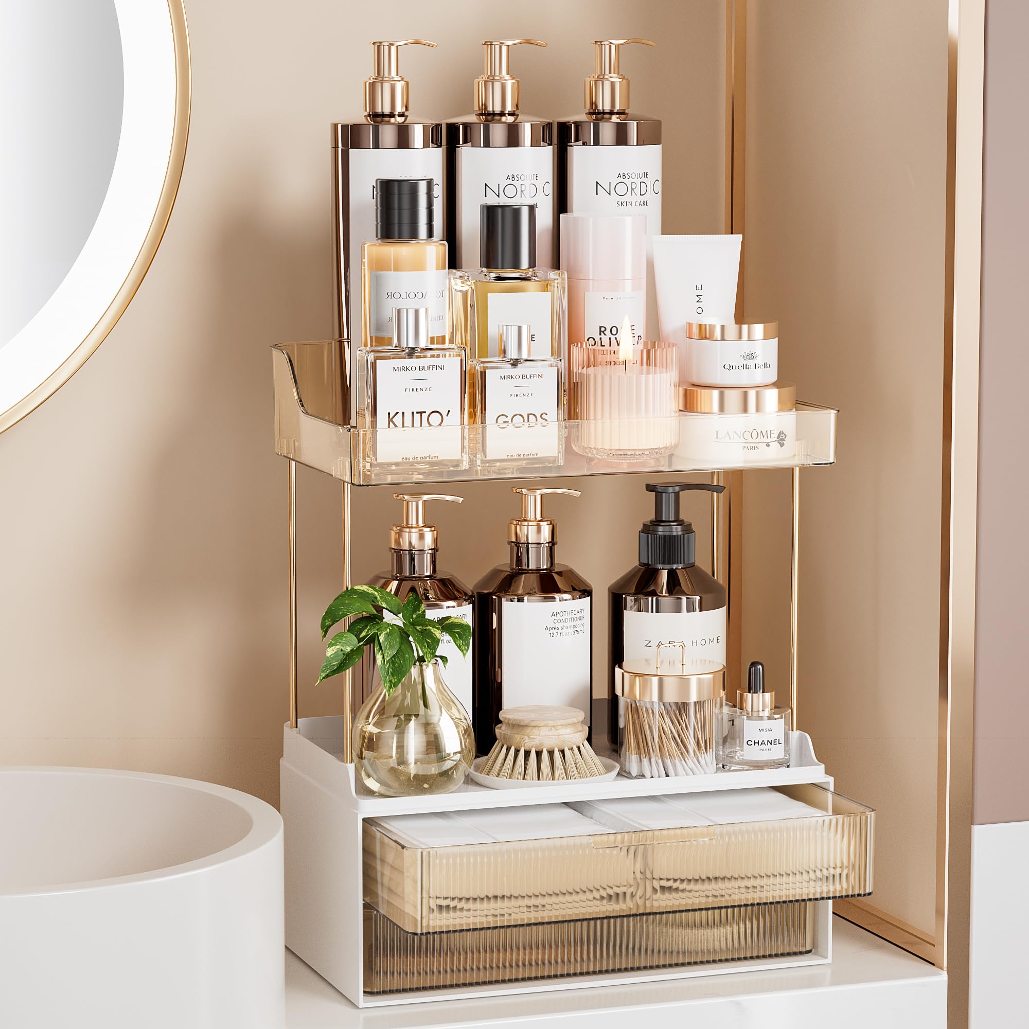 Foto 2 pulgar | Organizador Delamu para Encimera de Baño 2 Niveles y 2 Cajones Color Ámbar - Venta Internacional