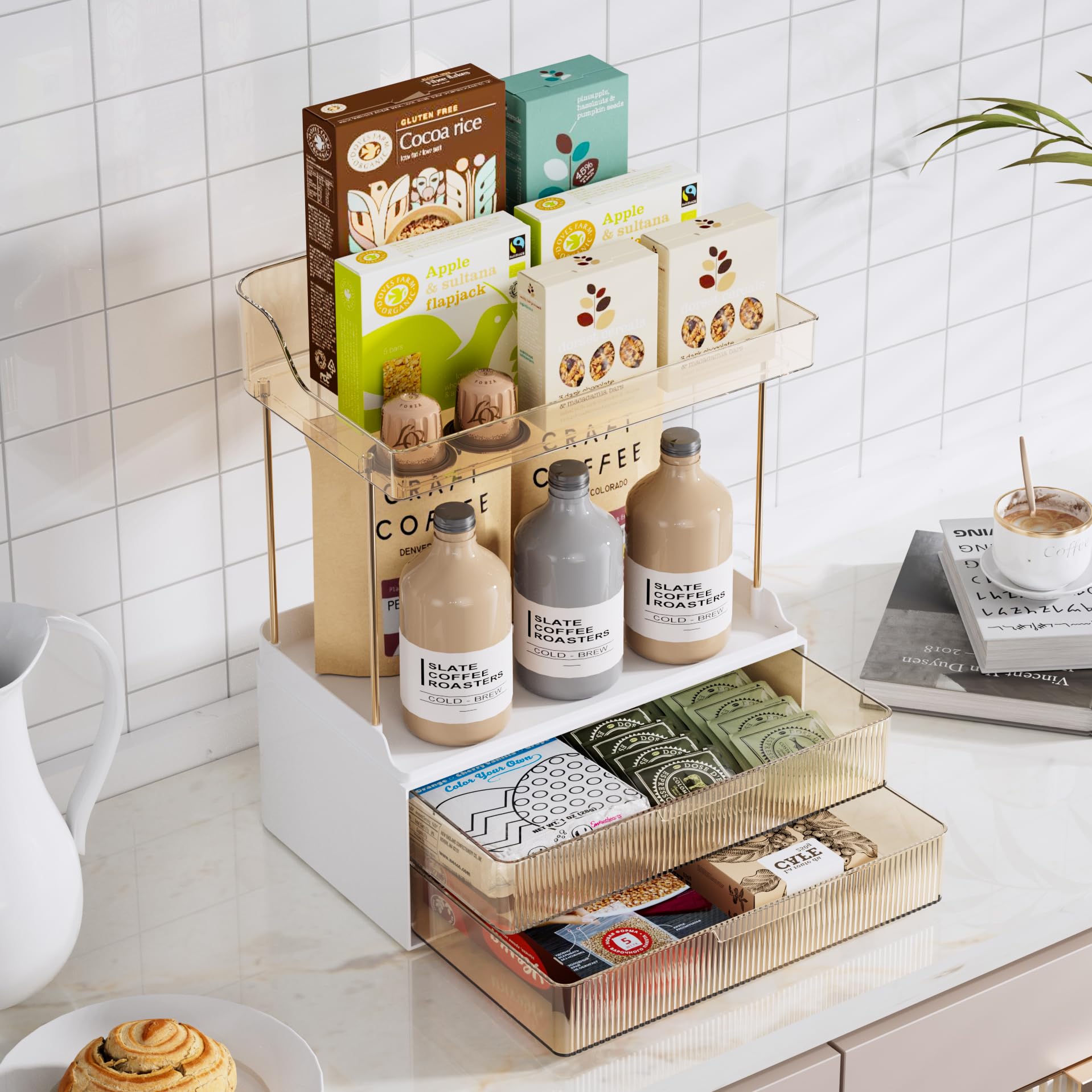 Foto 3 pulgar | Organizador Delamu para Encimera de Baño 2 Niveles y 2 Cajones Color Ámbar - Venta Internacional