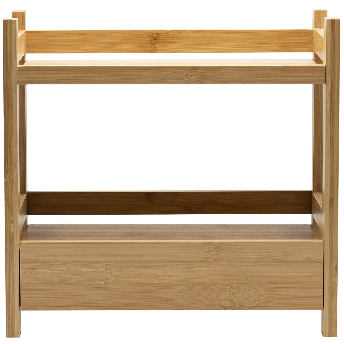 Estantería de Bambú de 2 Niveles con Cajón Oculto para Organización del Hogar - Venta Internacional