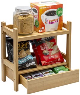 Foto 5 | Estantería de Bambú de 2 Niveles con Cajón Oculto para Organización del Hogar - Venta Internacional