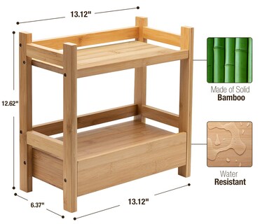 Foto 7 | Estantería de Bambú de 2 Niveles con Cajón Oculto para Organización del Hogar - Venta Internacional
