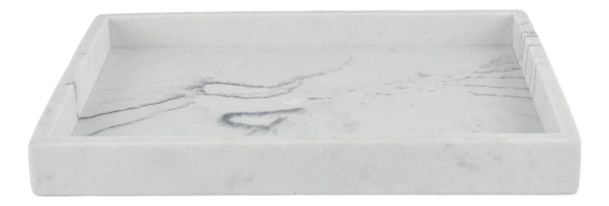 Charola  Rectangular Zense Abuya Blanca Marmoleada