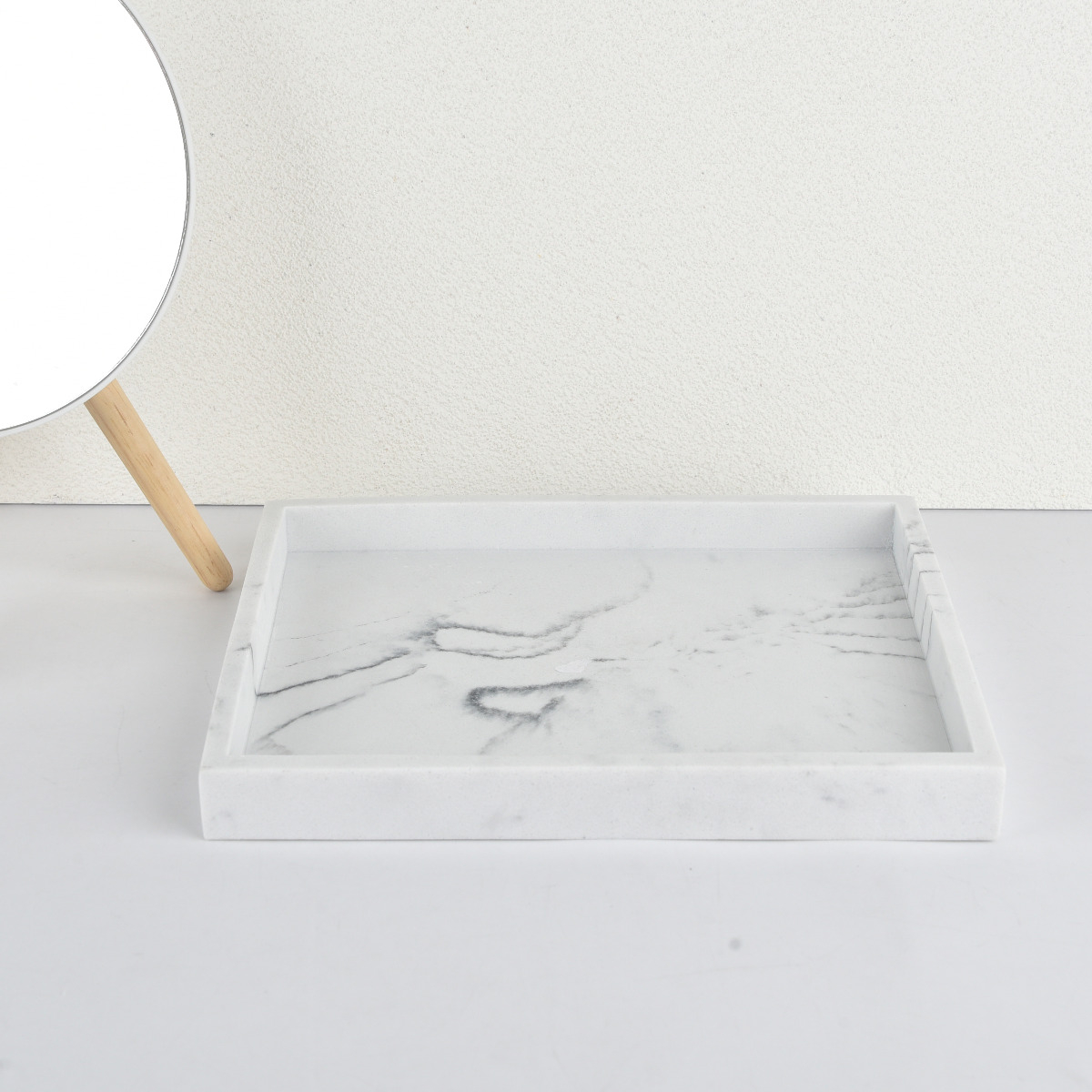 Foto 4 pulgar | Charola  Rectangular Zense Abuya Blanca Marmoleada