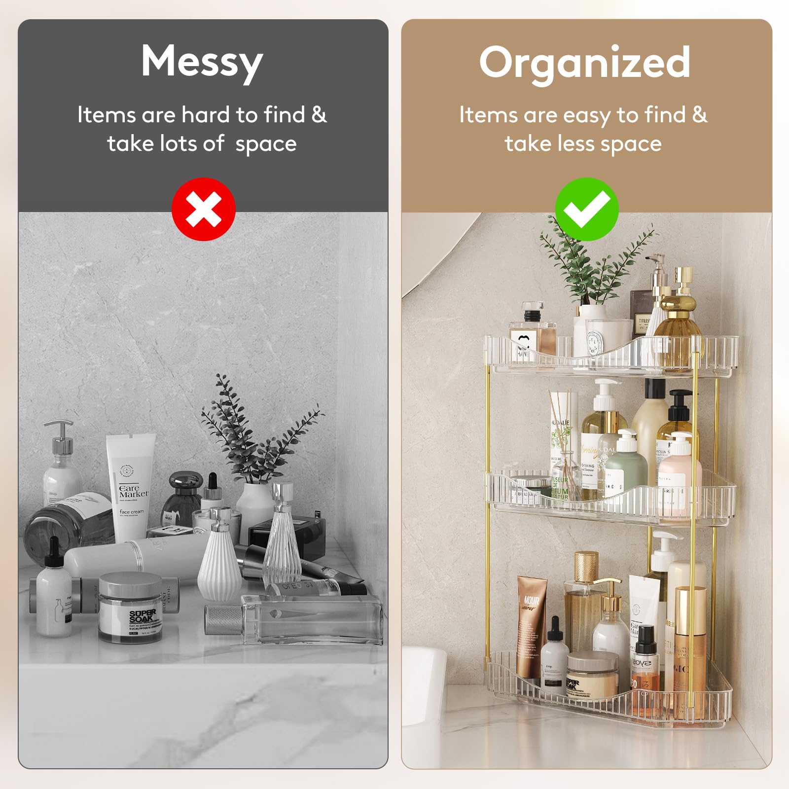 Foto 5 | Organizador De Mostrador De Baño Lifewit De 3 Niveles  Esquina  Transparente - Venta Internacional.