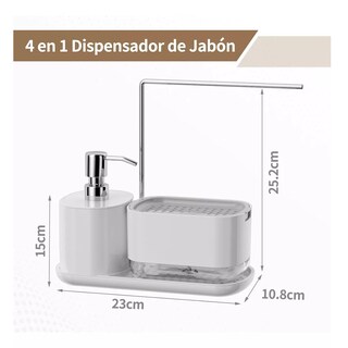 Foto 3 | Dispensador De Jabón Con Soporte De Esponja Cocina Jaboneras Eo Safe Imports Esi-16338 Blanco