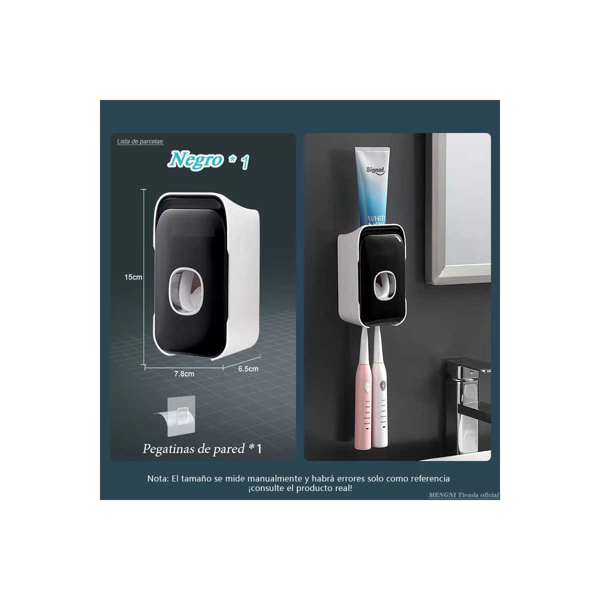 Foto 3 pulgar | Dispensador Automático de Pasta Dental Eo Safe Imports Esi-17712 Negro Porta Cepillos
