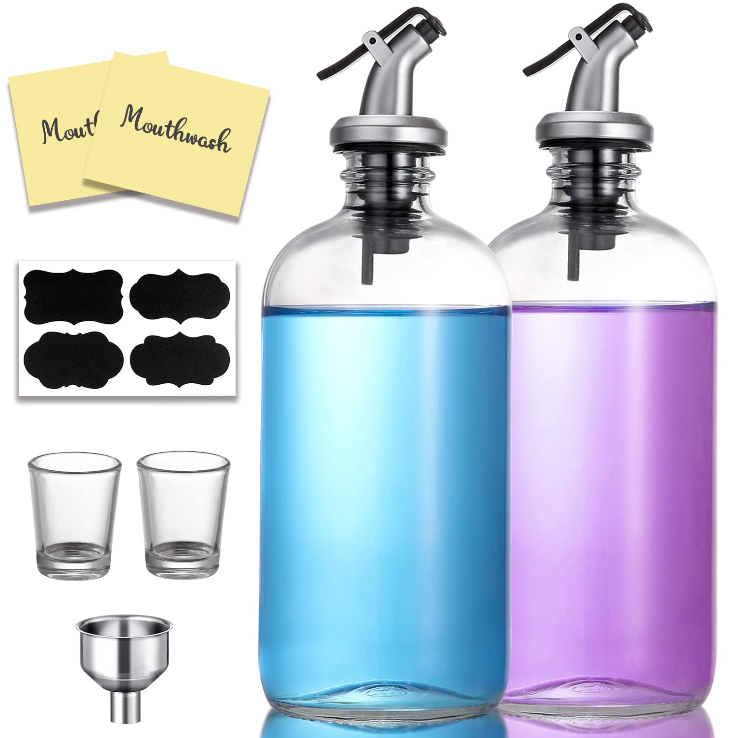 Foto 2 pulgar | Dispensador De Enjuague Bucal De Vidrio Aozita 500 Ml, Paquete De 2 Con Accesorios - Venta Internacional.