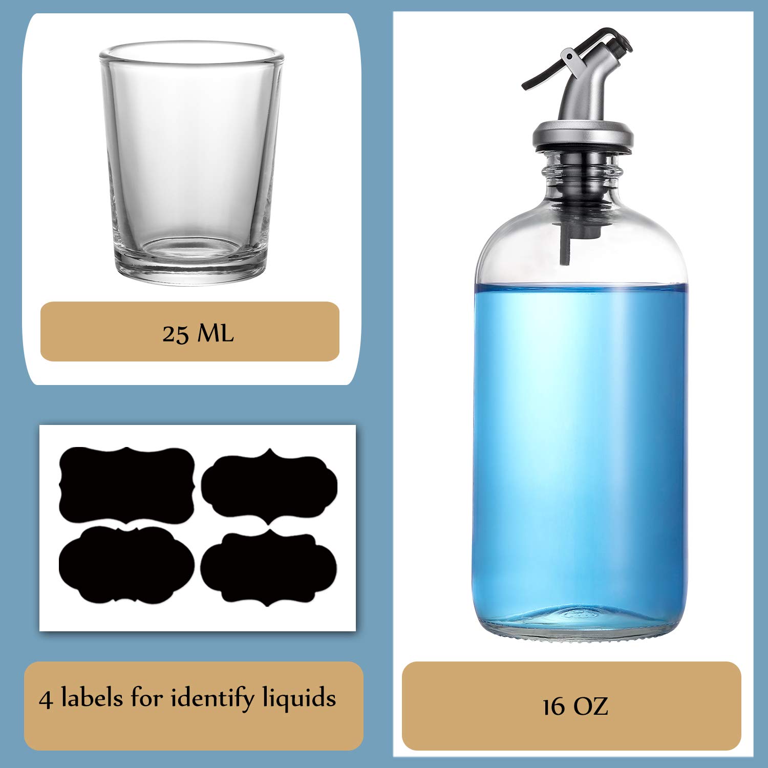 Foto 2 | Dispensador De Enjuague Bucal De Vidrio Aozita 500 Ml, Paquete De 2 Con Accesorios - Venta Internacional.