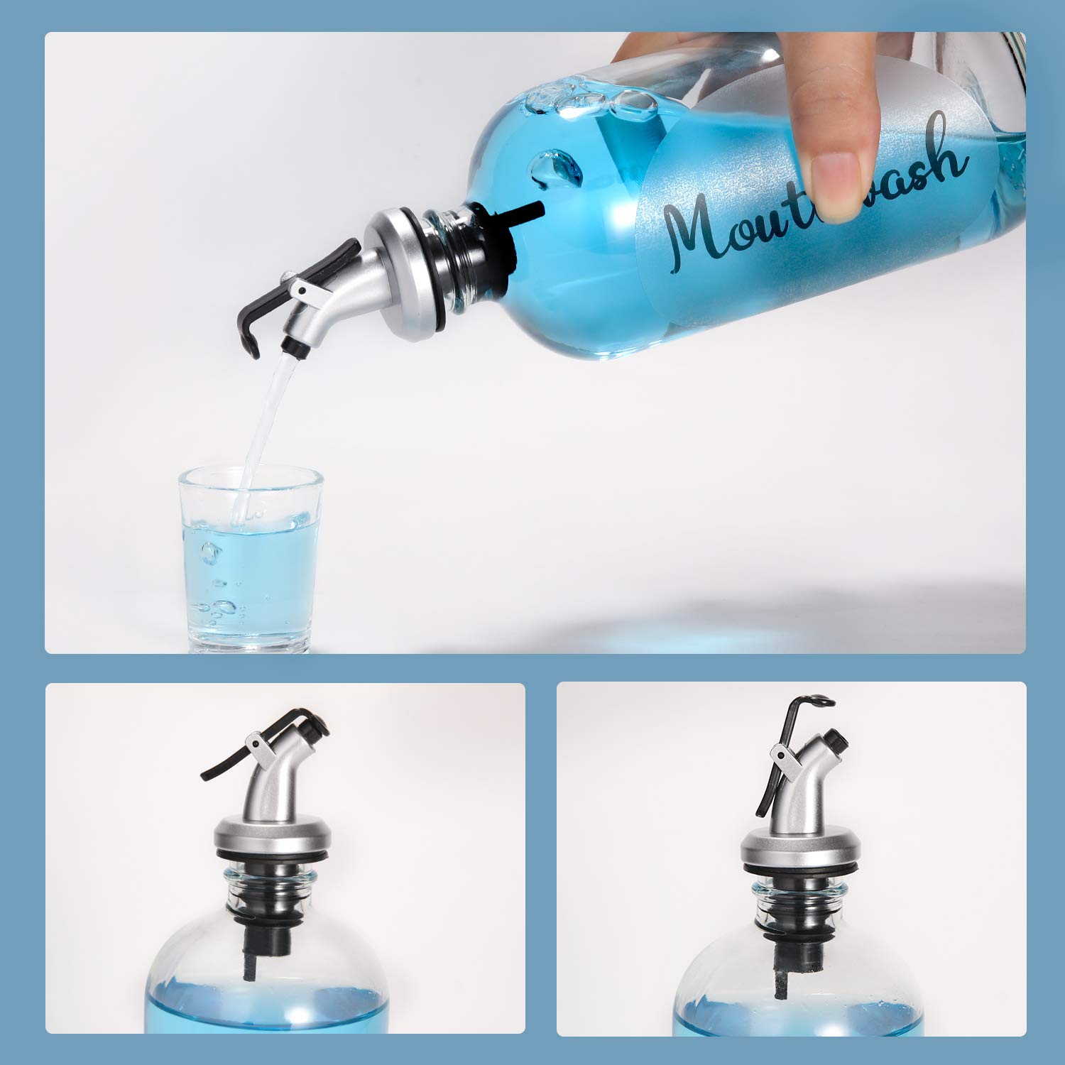Foto 4 pulgar | Dispensador De Enjuague Bucal De Vidrio Aozita 500 Ml, Paquete De 2 Con Accesorios - Venta Internacional.