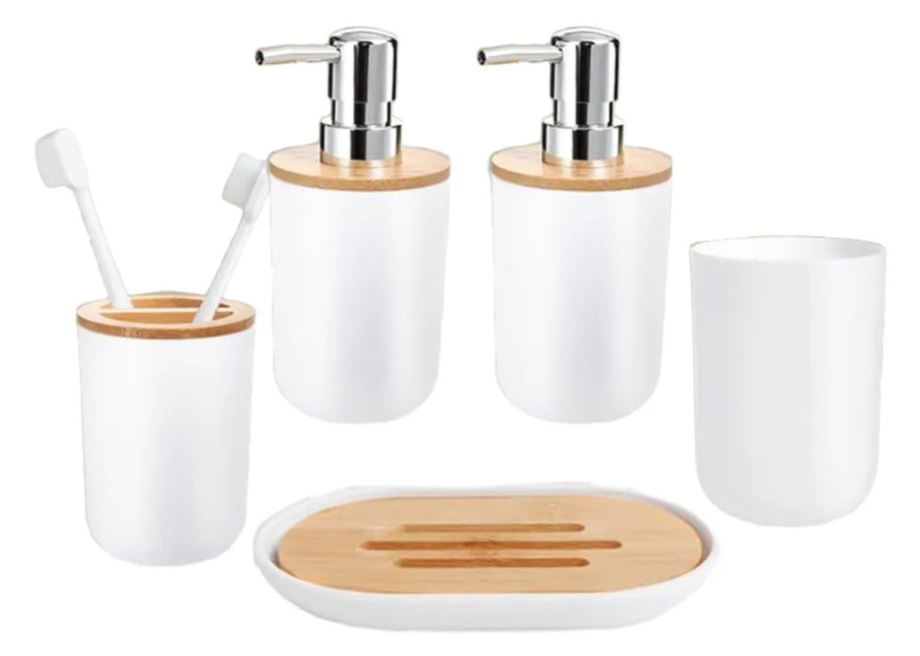 Juego De Accesorio De Baño 5 Piezas Xtellar Color Blanco Chocorito