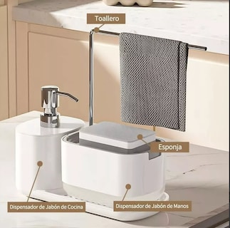 Foto 2 | Dispensador Xtellar de Jabón con Soporte de Esponja Cocina Jaboneras