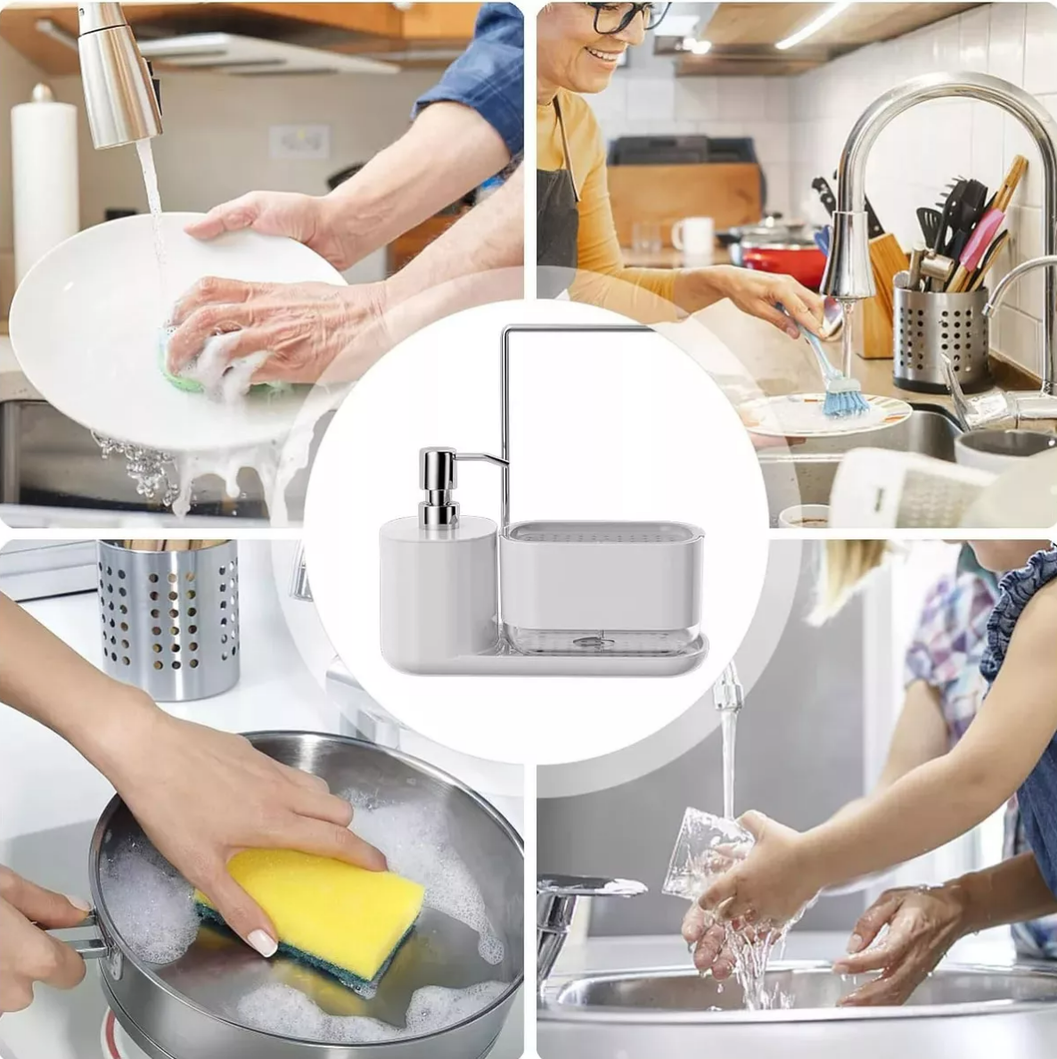 Foto 4 pulgar | Dispensador Xtellar de Jabón con Soporte de Esponja Cocina Jaboneras