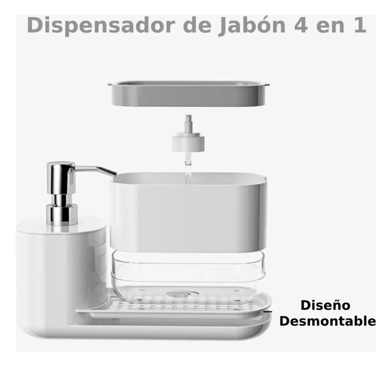 Foto 5 pulgar | Dispensador Xtellar de Jabón con Soporte de Esponja Cocina Jaboneras